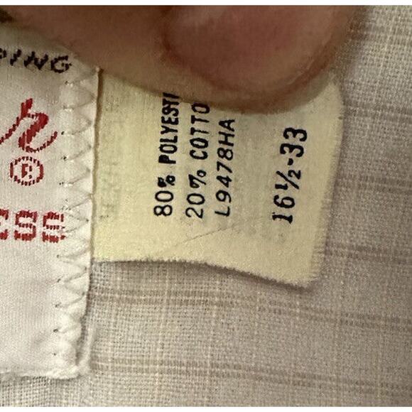 Vintage Wrangler Mens Permanent Press Long Tails LS Pearl Snap Beige Sz 16.5/33 - Picture 3 of 11